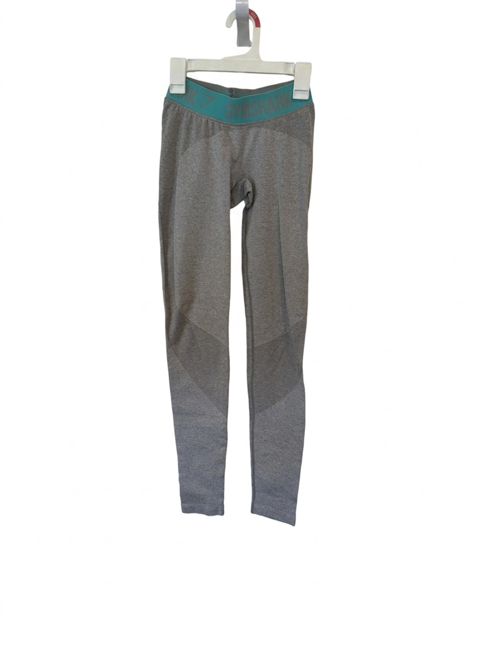 Gymshark Seamless Leggings Gray/Teal | XS | Body-Hugging Pre-Owned Gymwear